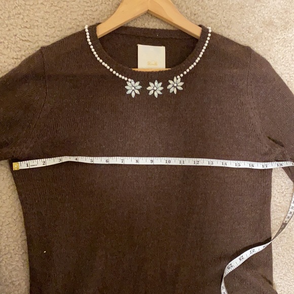 Pearl and rhinestones embellished brown sweater (bought in Japan) - Picture 7 of 7